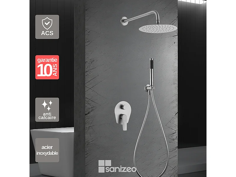 Colonne de Douche Encastrée acier inoxydable anti-calcaire - Design Moderne et Économie d'eau - Kit Complet DELOS IMEX