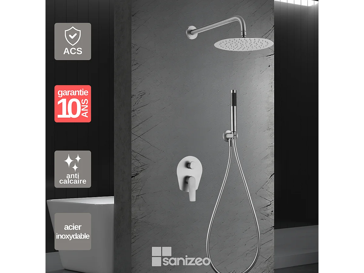 Colonne de Douche Encastrée acier inoxydable anti-calcaire - Design Moderne et Économie d'eau - Kit Complet DELOS IMEX