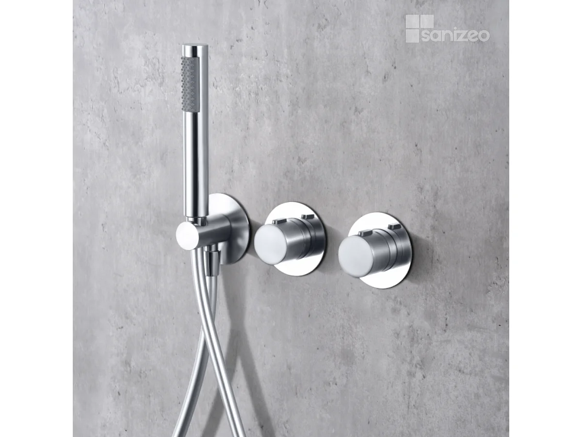 Colonne de Douche Encastrée avec Mitigeur Thermostatique chromé anti-calcaire - Design Moderne - ASSEN IMEX