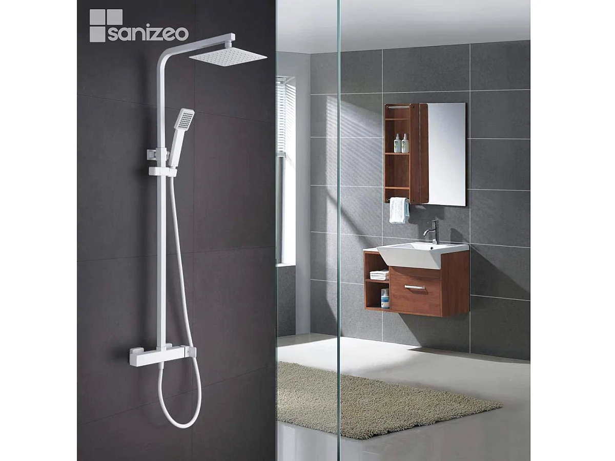 Colonne de Douche blanc mat anti-calcaire - Design Moderne et Économie d'eau - Kit Complet FIYI IMEX