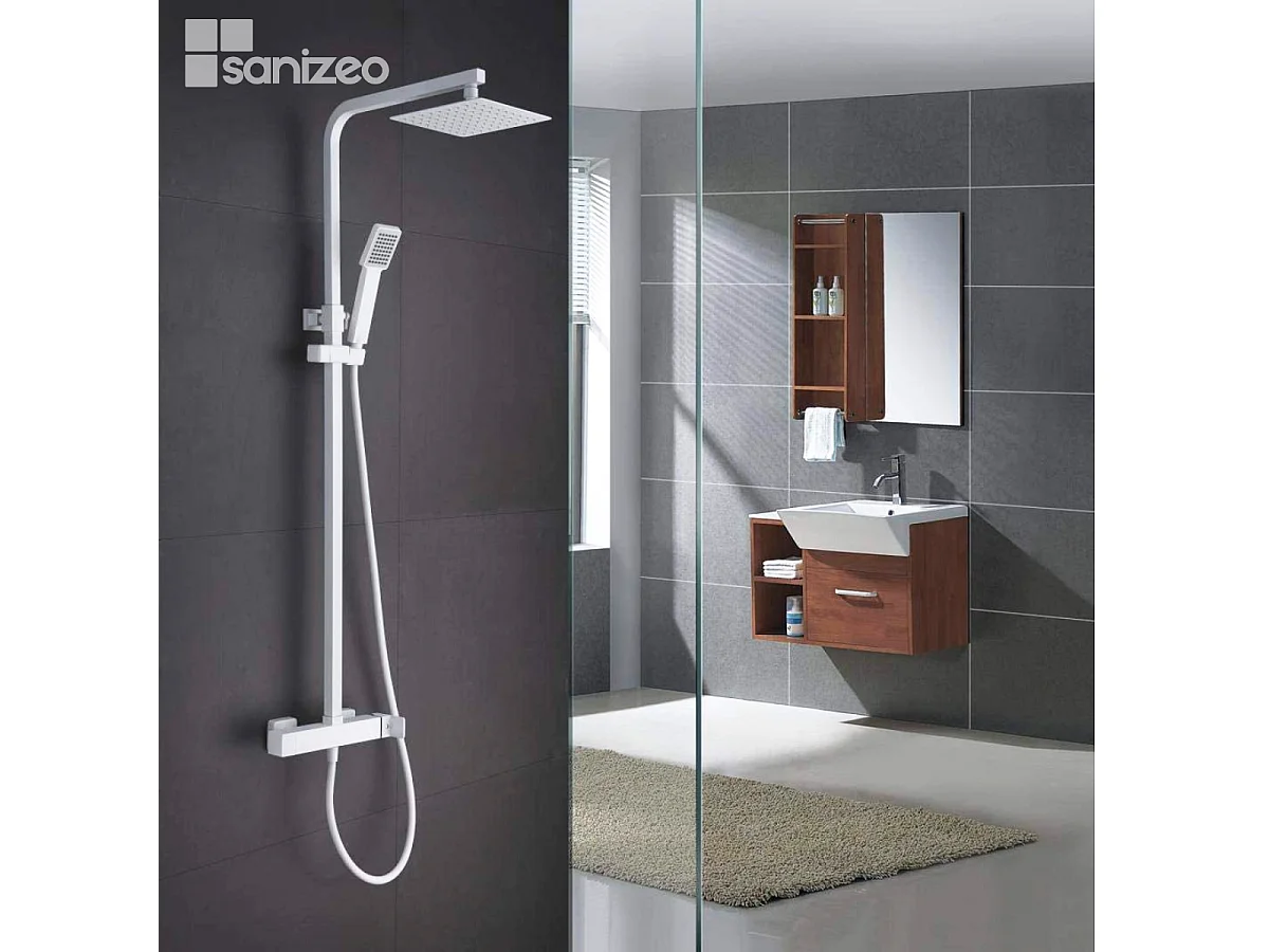 Colonne de Douche blanc mat anti-calcaire - Design Moderne et Économie d'eau - Kit Complet FIYI IMEX