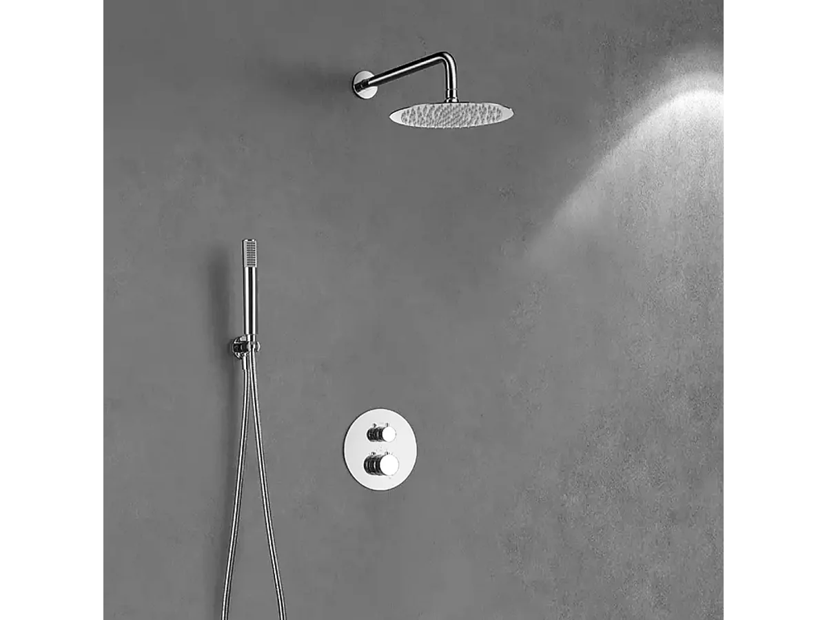 Colonne de Douche Encastrée avec Mitigeur Thermostatique chromé anti-calcaire - Design Moderne - LINE IMEX