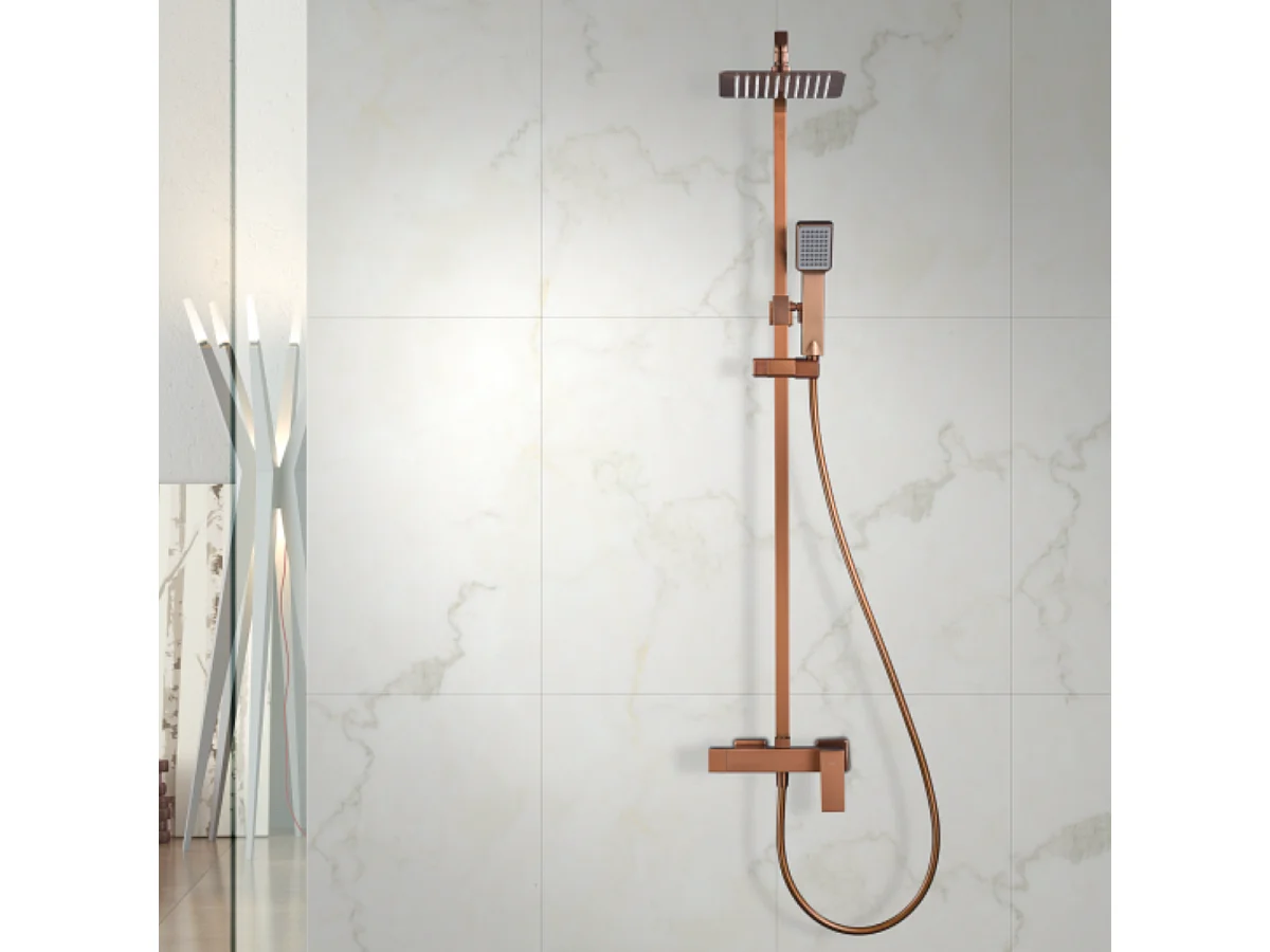 Colonne de Douche or rose cuivré anti-calcaire - Design Moderne et Économie d'eau - Kit Complet PISA IMEX