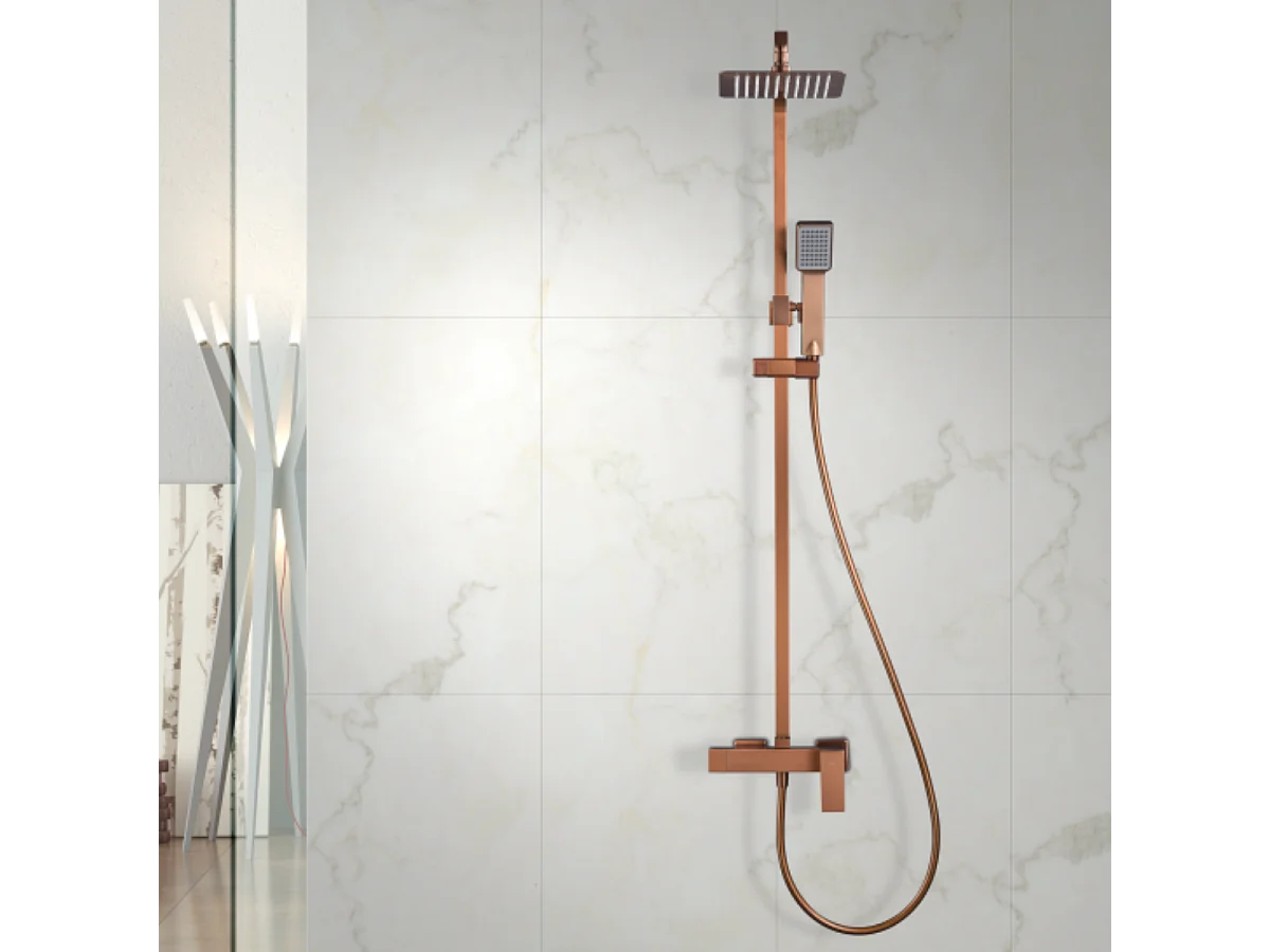 Colonne de Douche or rose cuivré anti-calcaire - Design Moderne et Économie d'eau - Kit Complet PISA IMEX