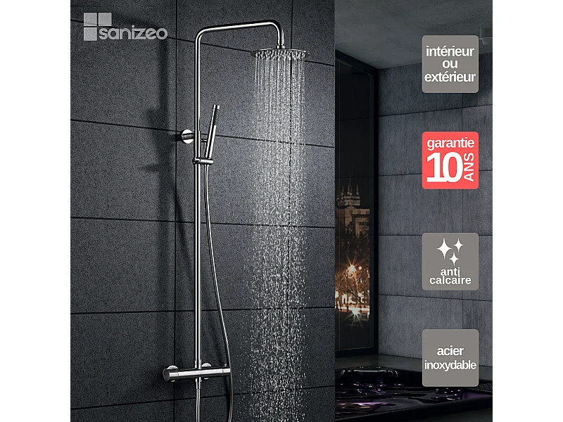 Colonne de Douche avec Mitigeur Thermostatique acier inoxydableanti-calcaire - Design Moderne - MOSCU IMEX