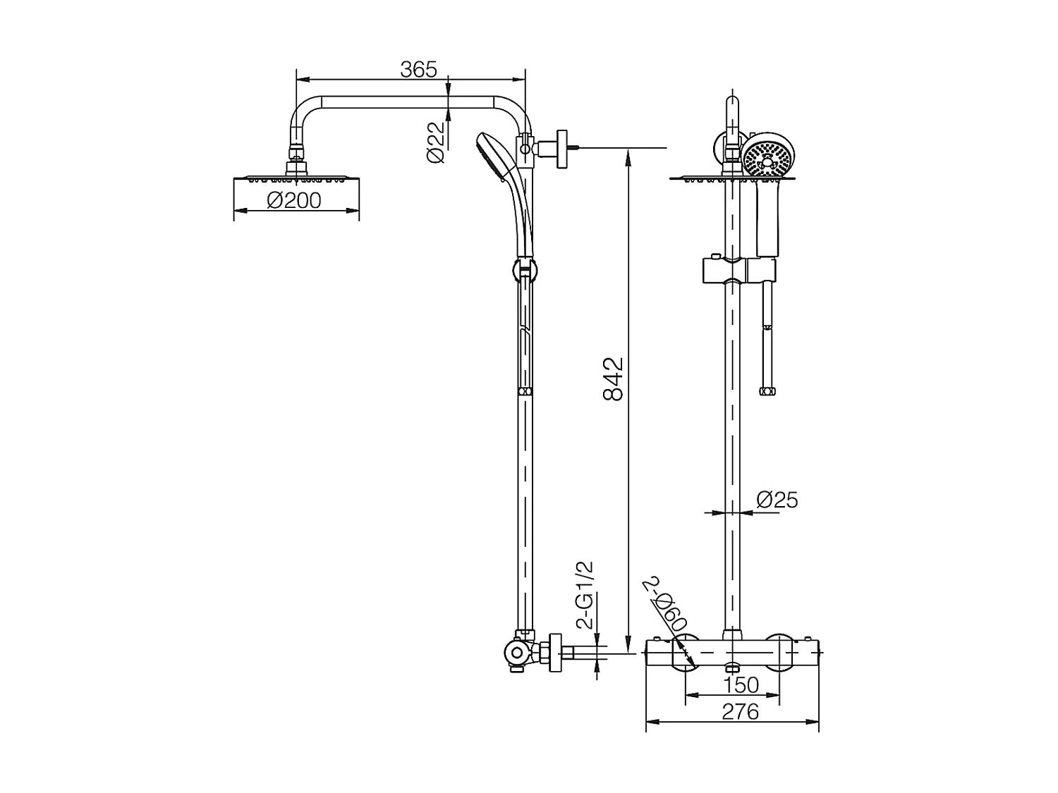 Colonne de Douche avec Mitigeur Thermostatique acier inoxydableanti-calcaire - Design Moderne - MOSCU IMEX