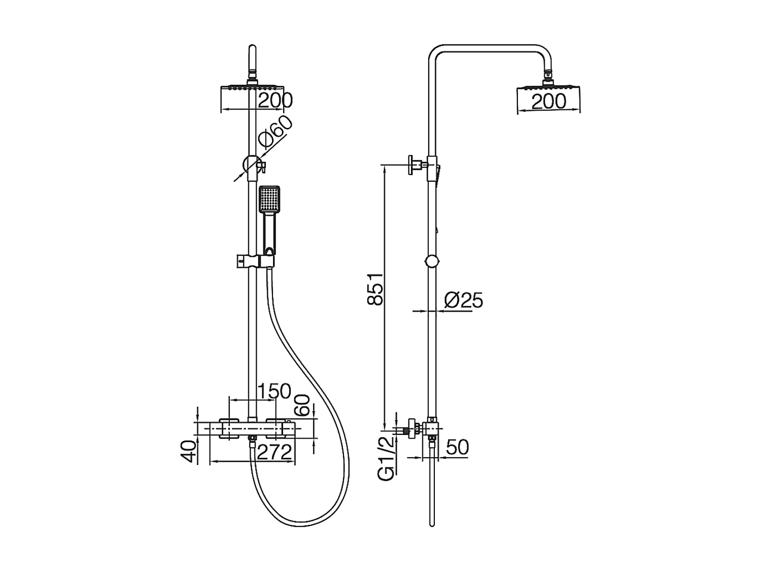 Colonne de Douche avec Mitigeur Thermostatique acier inoxydableanti-calcaire - Design Moderne - MOSCU IMEX