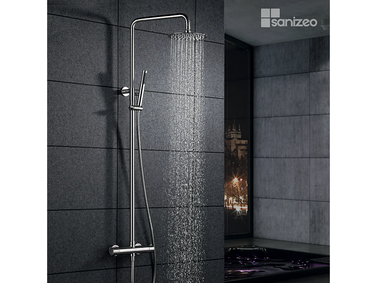 Colonne de Douche avec Mitigeur Thermostatique acier inoxydableanti-calcaire - Design Moderne - MOSCU IMEX