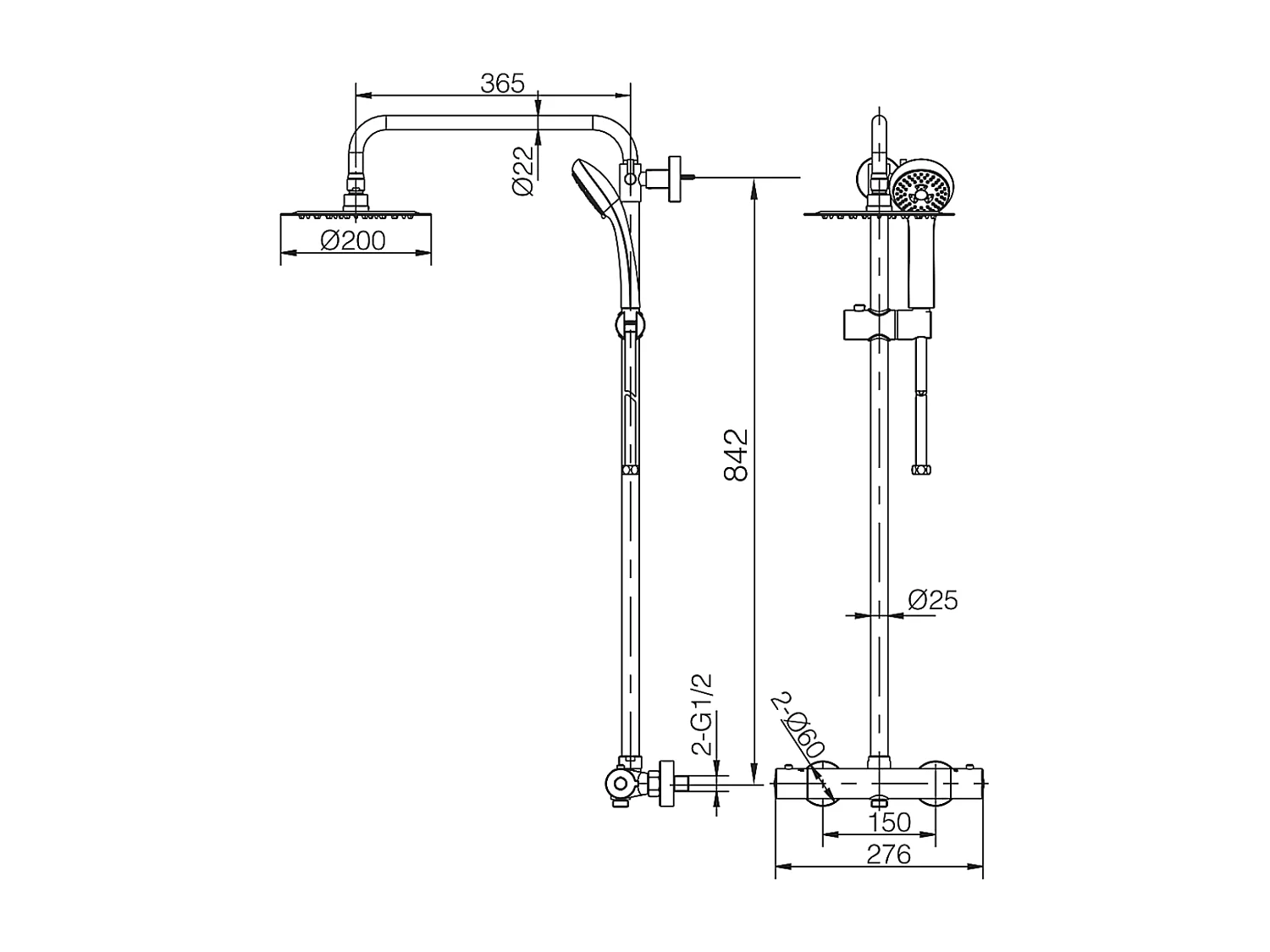 Colonne de Douche avec Mitigeur Thermostatique acier inoxydableanti-calcaire - Design Moderne - MOSCU IMEX