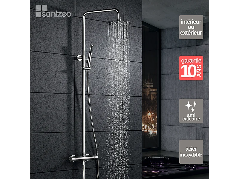 Colonne de Douche avec Mitigeur Thermostatique acier inoxydableanti-calcaire - Design Moderne - MOSCU IMEX
