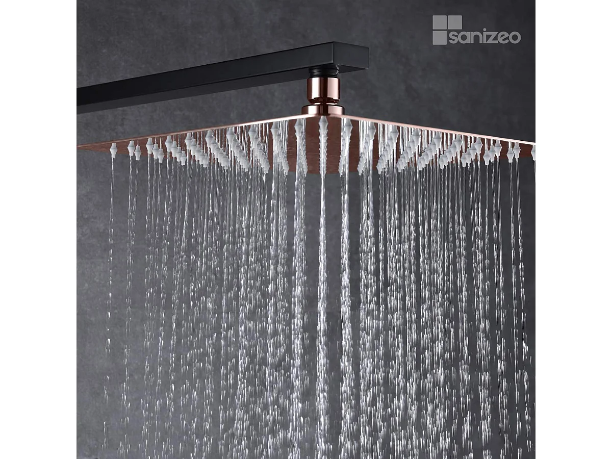 Colonne de Douche Encastrée Noir/Or Rose anti-calcaire - Design Moderne et Économie d'eau - Kit Complet SUECIA IMEX