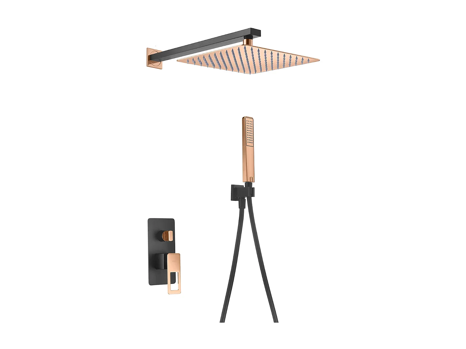 Colonne de Douche Encastrée Noir/Or Rose anti-calcaire - Design Moderne et Économie d'eau - Kit Complet SUECIA IMEX