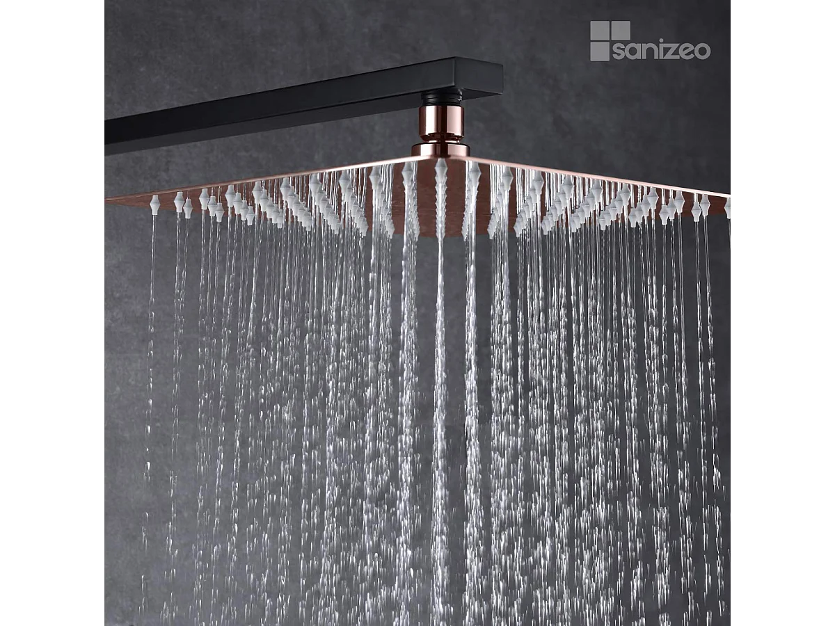 Colonne de Douche Encastrée Noir/Or Rose anti-calcaire - Design Moderne et Économie d'eau - Kit Complet SUECIA IMEX