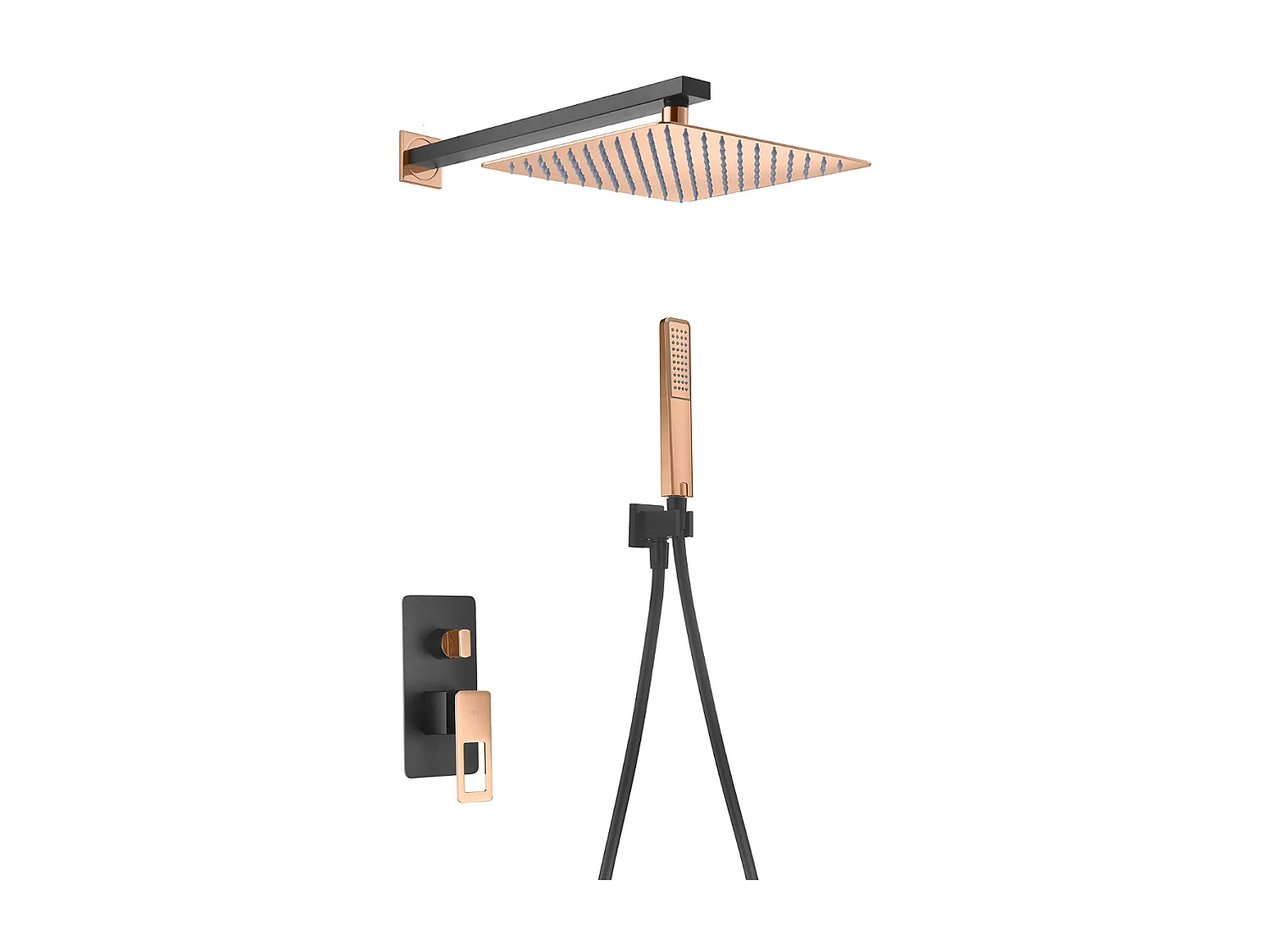 Colonne de Douche Encastrée Noir/Or Rose anti-calcaire - Design Moderne et Économie d'eau - Kit Complet SUECIA IMEX