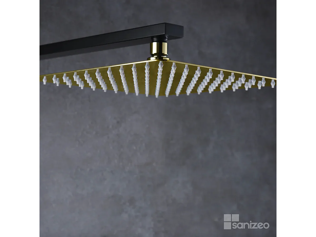 Colonne de Douche Noir/Or anti-calcaire - Design Moderne et Économie d'eau - Kit Complet SUECIA IMEX