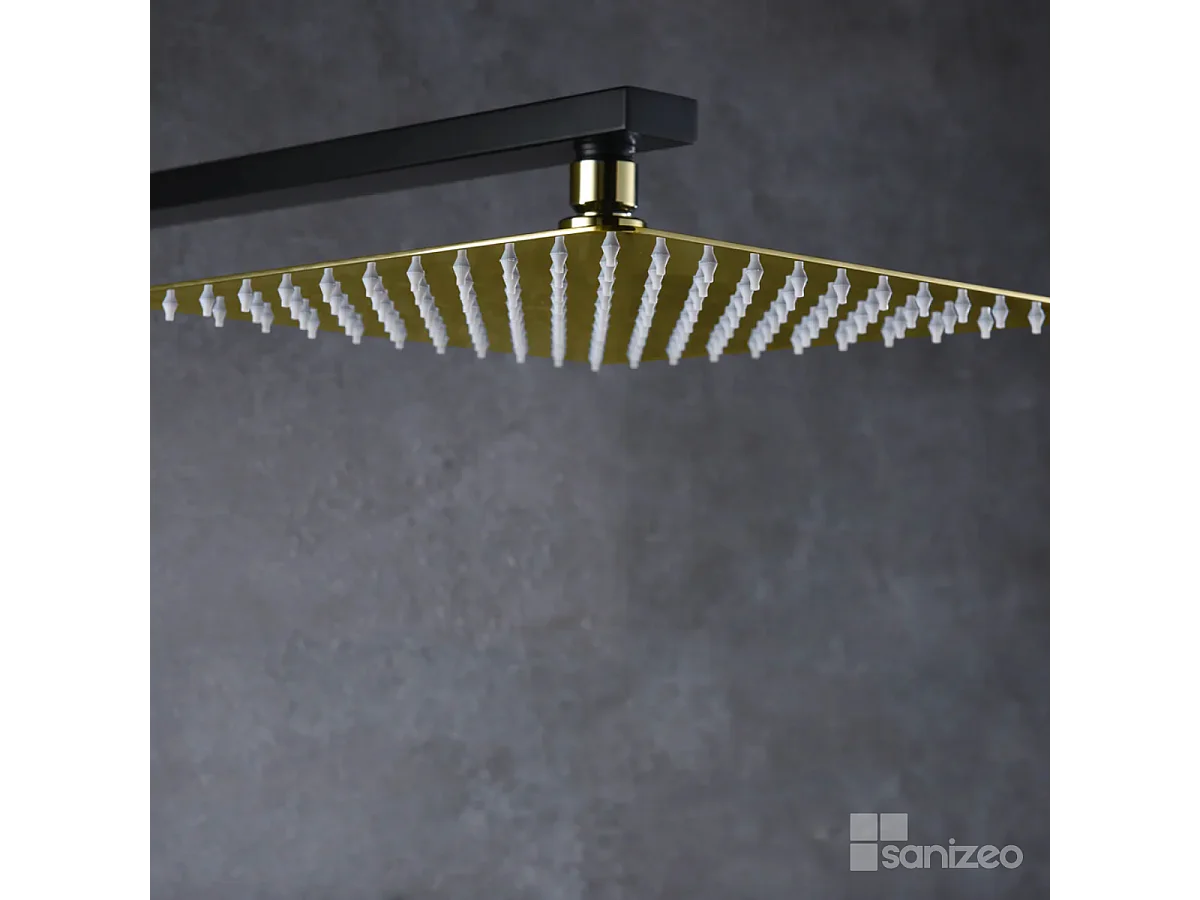 Colonne de Douche Noir/Or anti-calcaire - Design Moderne et Économie d'eau - Kit Complet SUECIA IMEX