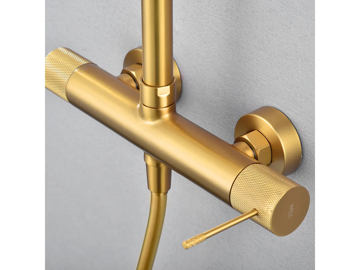 Colonne de Douche or brossé anti-calcaire - Design Moderne et Économie d'eau - Kit Complet LINE IMEX