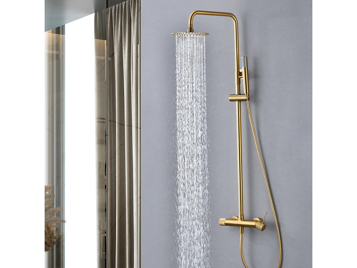 Colonne de Douche or brossé anti-calcaire - Design Moderne et Économie d'eau - Kit Complet LINE IMEX