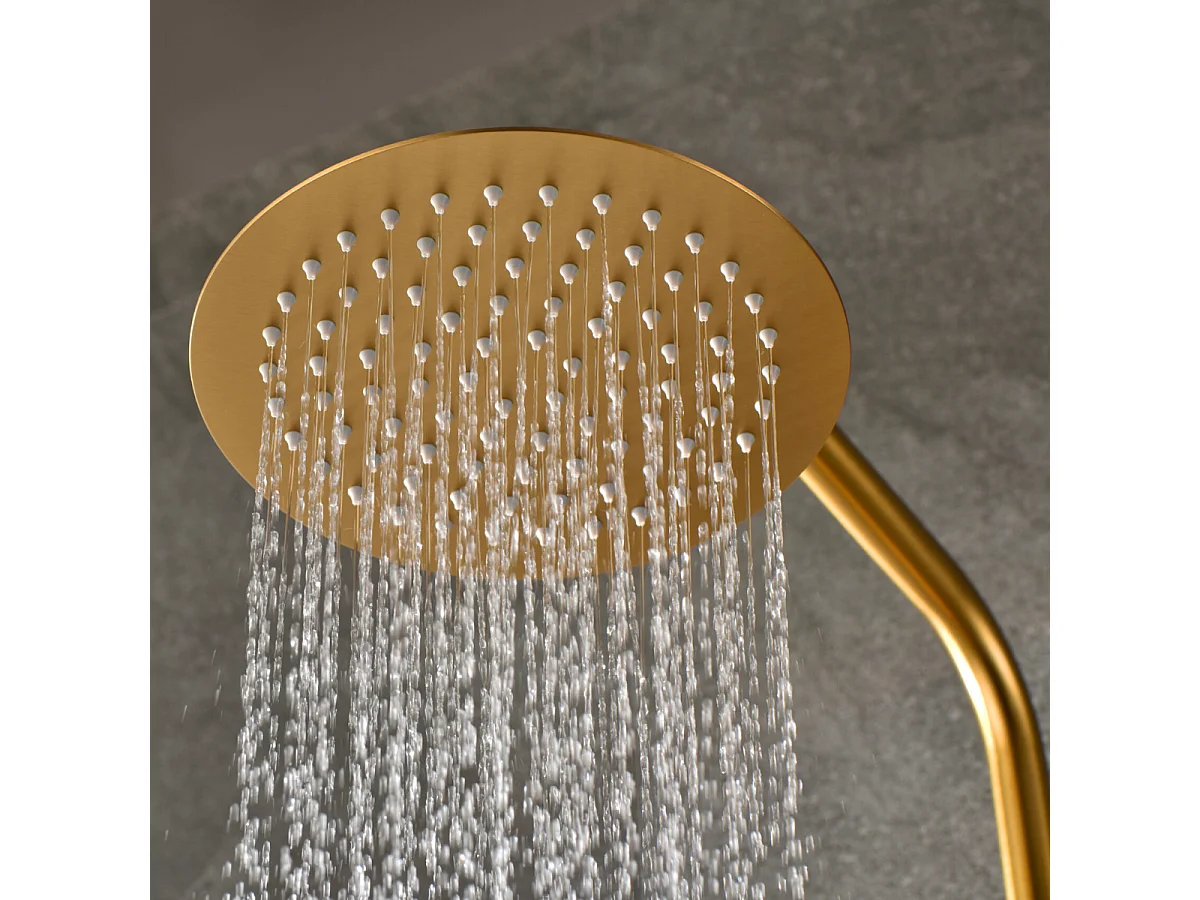 Colonne de Douche or brossé anti-calcaire - Design Moderne et Économie d'eau - Kit Complet LINE IMEX