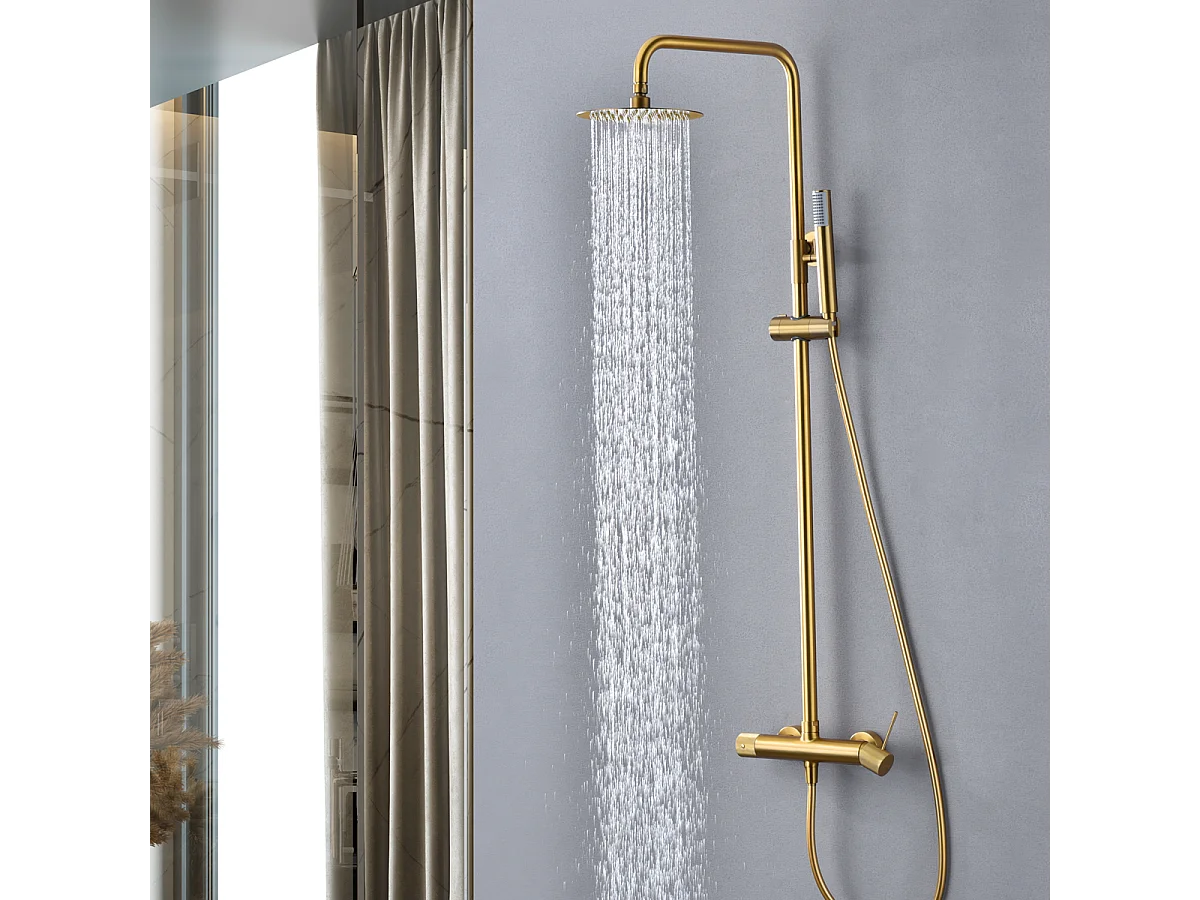 Colonne de Douche or brossé anti-calcaire - Design Moderne et Économie d'eau - Kit Complet LINE IMEX