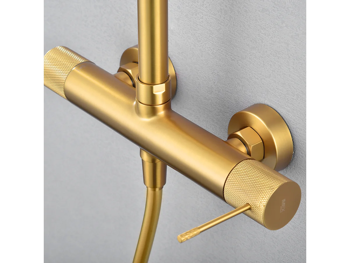 Colonne de Douche or brossé anti-calcaire - Design Moderne et Économie d'eau - Kit Complet LINE IMEX