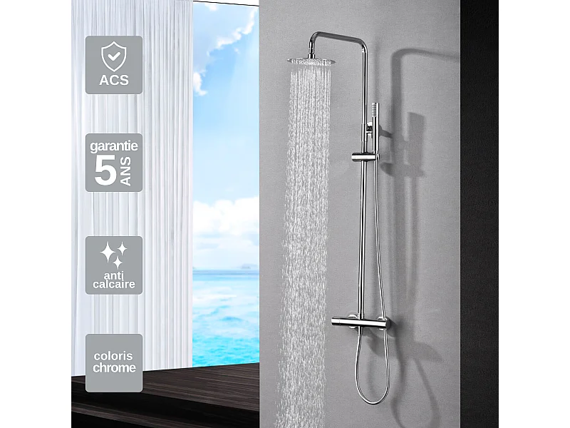 Colonne de Douche Thermostatique Anti-Calcaire Chrome IMEX MONZA BTM039