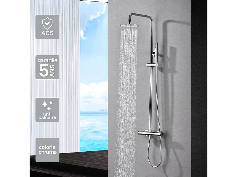 Colonne de Douche Thermostatique Anti-Calcaire Chrome IMEX MONZA BTM039