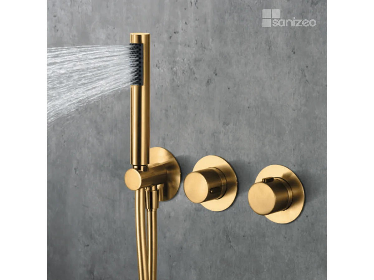 Colonne de Douche Encastrée avec Mitigeur Thermostatique or brossé anti-calcaire - Design Moderne - ASSEN IMEX