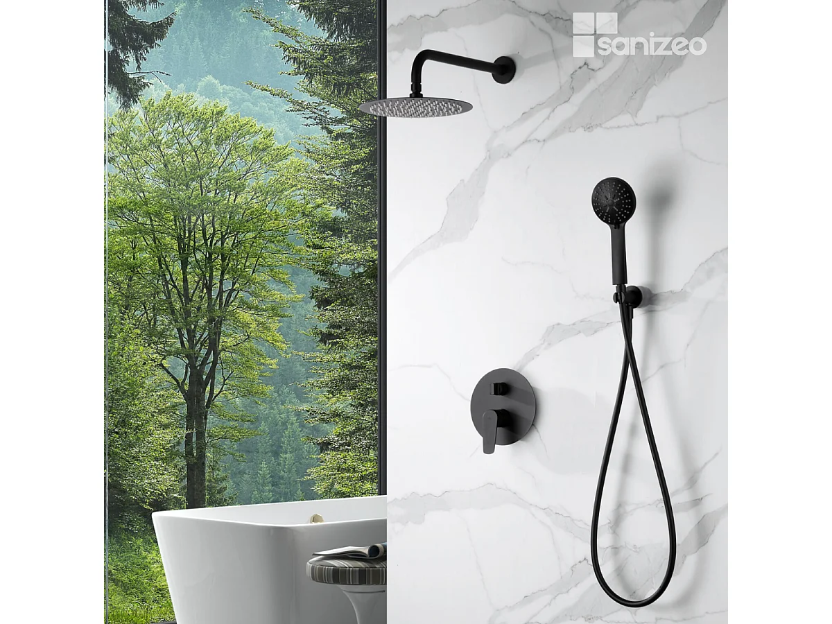 Colonne de Douche Encastrée noir mat anti-calcaire - Design Moderne et Économie d'eau - Kit Complet BELGICA IMEX