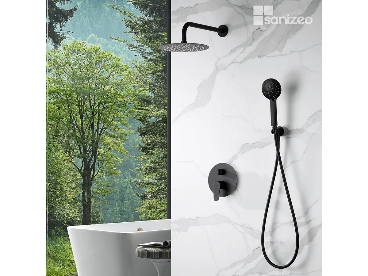 Colonne de Douche Encastrée noir mat anti-calcaire - Design Moderne et Économie d'eau - Kit Complet BELGICA IMEX