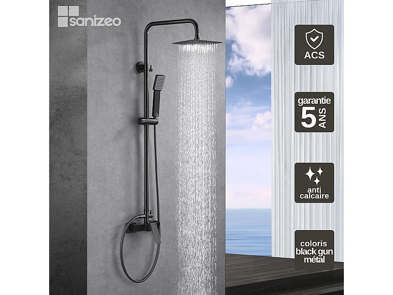 Colonne de Douche noir métal anti-calcaire - Design Moderne et Économie d'eau - Kit Complet ART IMEX