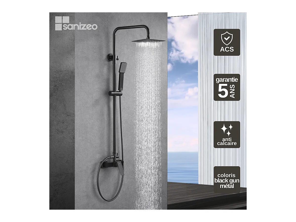 Colonne de Douche Anti-Calcaire Black Gun Métal IMEX ART BDAR025/BGM