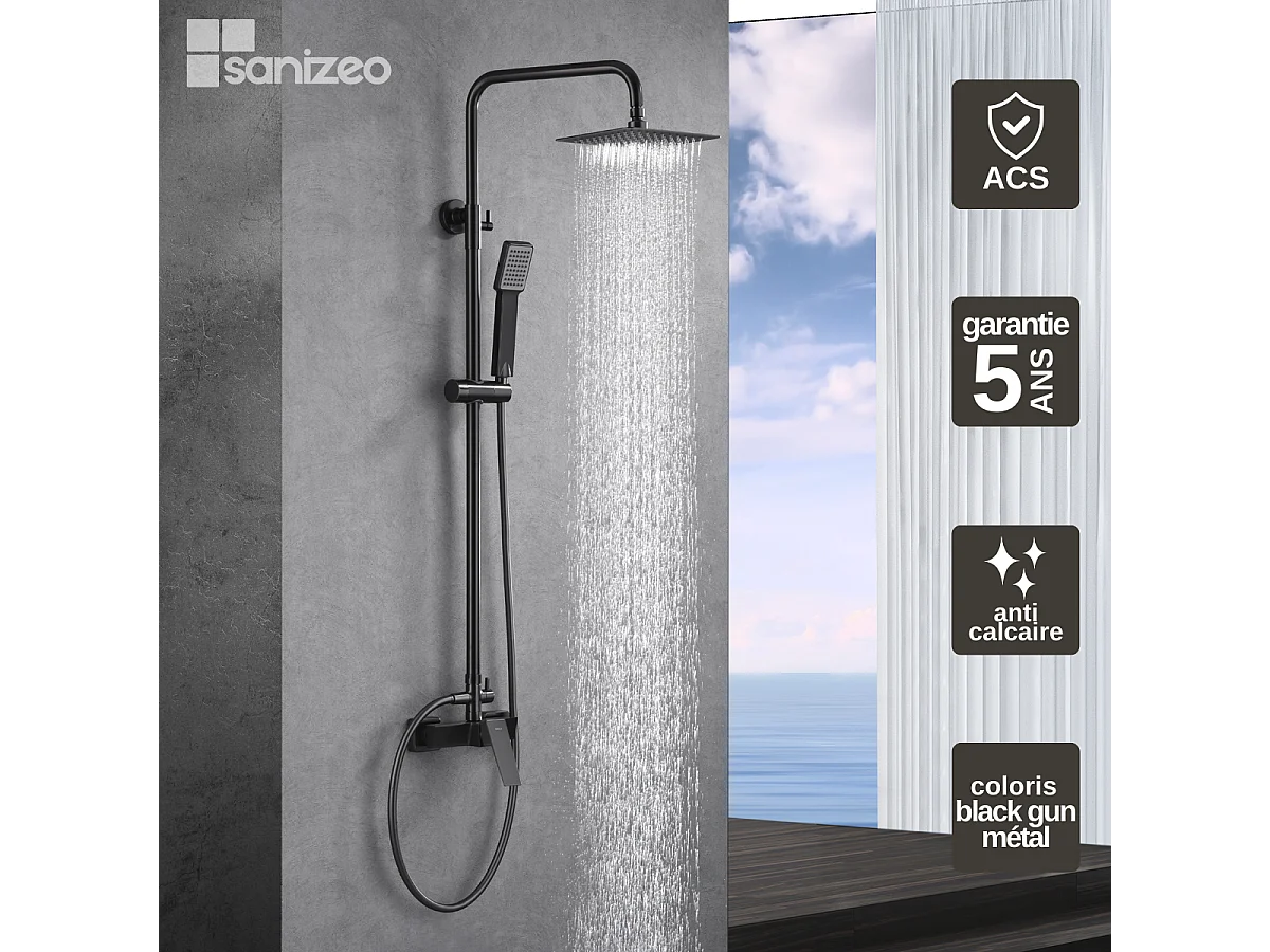 Colonne de Douche noir métal anti-calcaire - Design Moderne et Économie d'eau - Kit Complet ART IMEX
