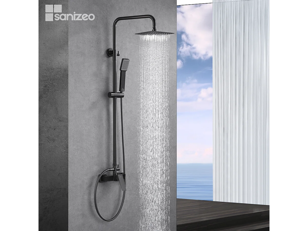 Colonne de Douche noir métal anti-calcaire - Design Moderne et Économie d'eau - Kit Complet ART IMEX