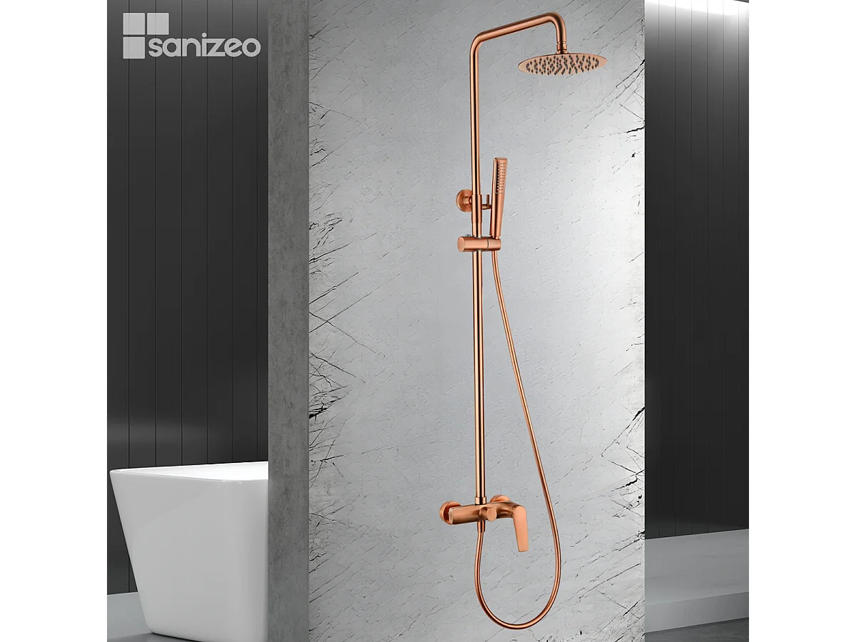 Colonne de Douche or rose cuivré anti-calcaire - Design Moderne et Économie d'eau - Kit Complet DELOS IMEX