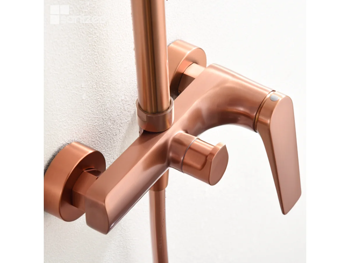 Colonne de Douche or rose cuivré anti-calcaire - Design Moderne et Économie d'eau - Kit Complet DELOS IMEX