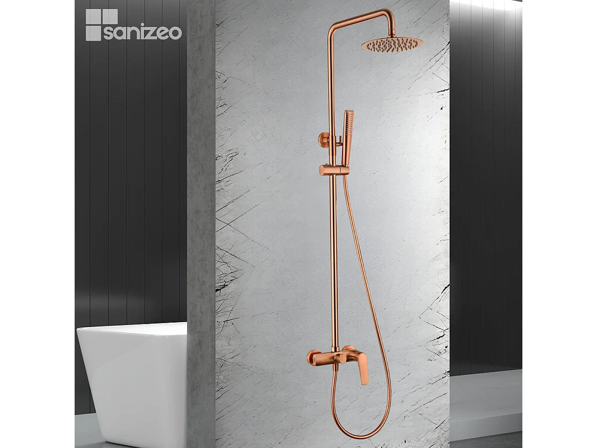 Colonne de Douche or rose cuivré anti-calcaire - Design Moderne et Économie d'eau - Kit Complet DELOS IMEX