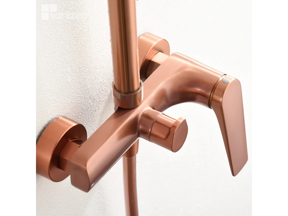 Colonne de Douche or rose cuivré anti-calcaire - Design Moderne et Économie d'eau - Kit Complet DELOS IMEX