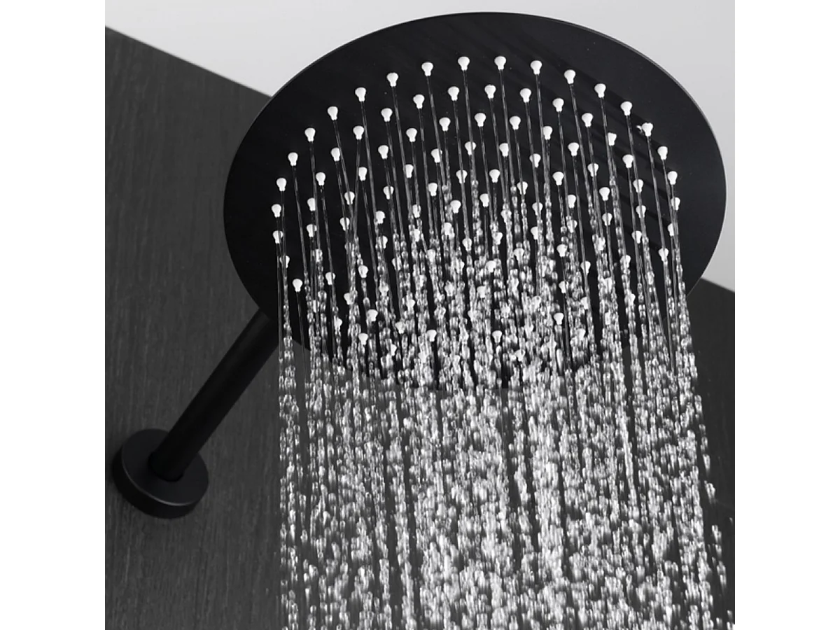 Colonne de Douche Encastrée avec Mitigeur Thermostatique noir mat anti-calcaire - Design Moderne - LINE IMEX