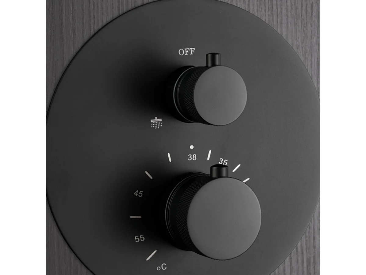 Colonne de Douche Encastrée avec Mitigeur Thermostatique noir mat anti-calcaire - Design Moderne - LINE IMEX