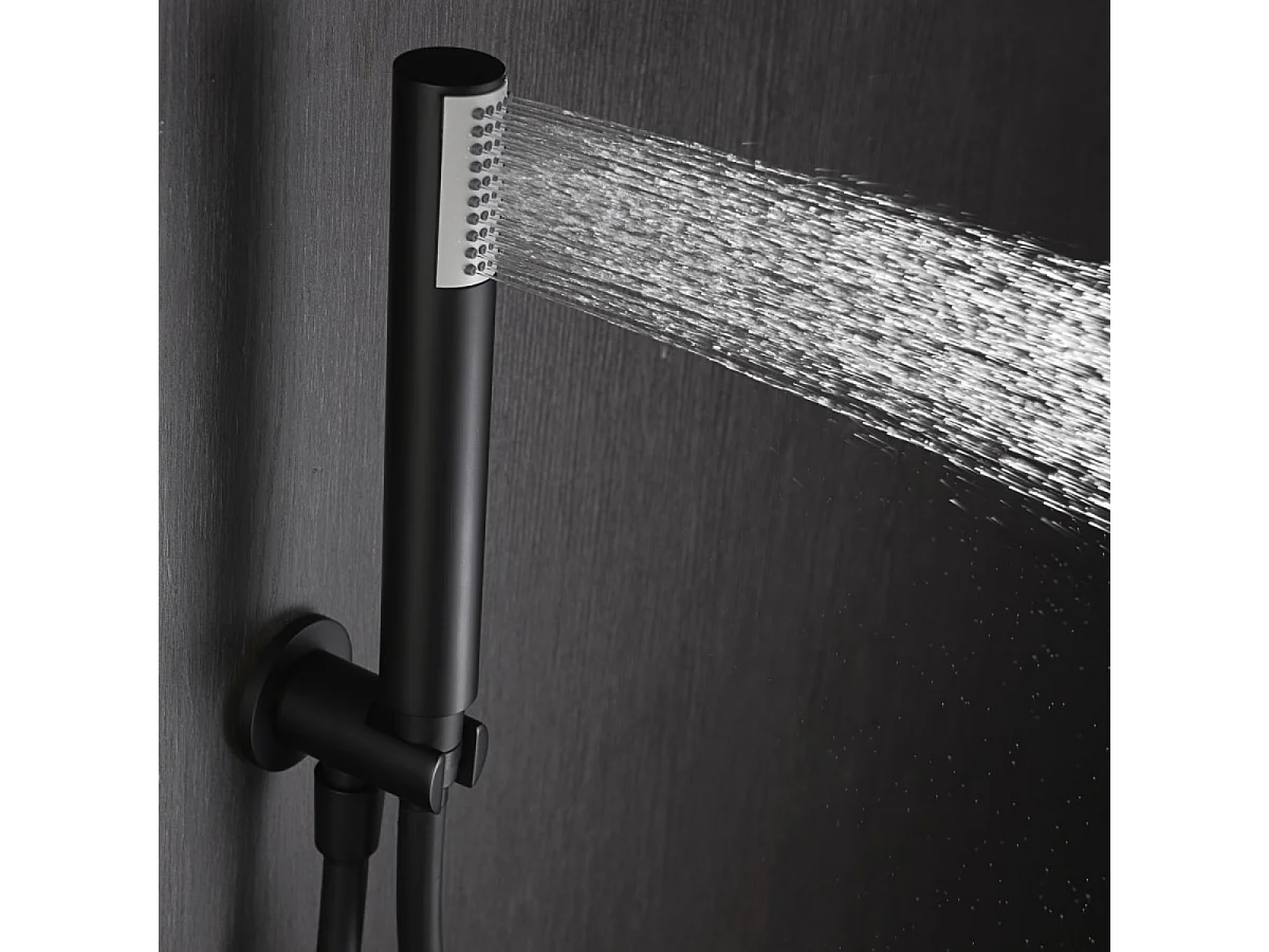 Colonne de Douche Encastrée avec Mitigeur Thermostatique noir mat anti-calcaire - Design Moderne - LINE IMEX