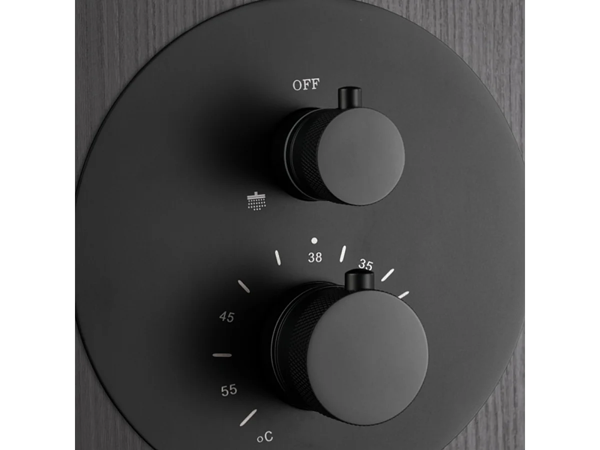 Colonne de Douche Encastrée avec Mitigeur Thermostatique noir mat anti-calcaire - Design Moderne - LINE IMEX