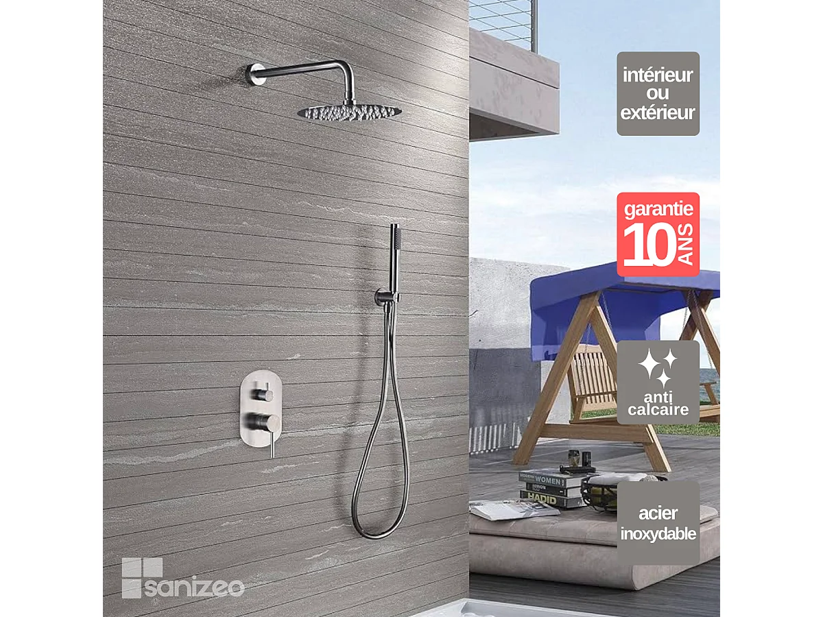 Colonne de Douche Encastrée Anti-Calcaire Acier Inoxydable Intérieur / Extérieur IMEX MOSCU GTK034