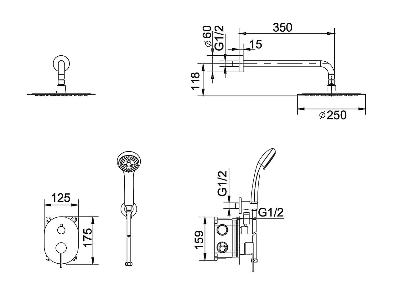 Colonne de Douche Encastrée Anti-Calcaire Acier Inoxydable Intérieur / Extérieur IMEX MOSCU GTK034
