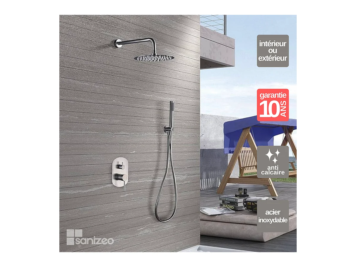 Colonne de Douche Encastrée Anti-Calcaire Acier Inoxydable Intérieur / Extérieur IMEX MOSCU GTK034