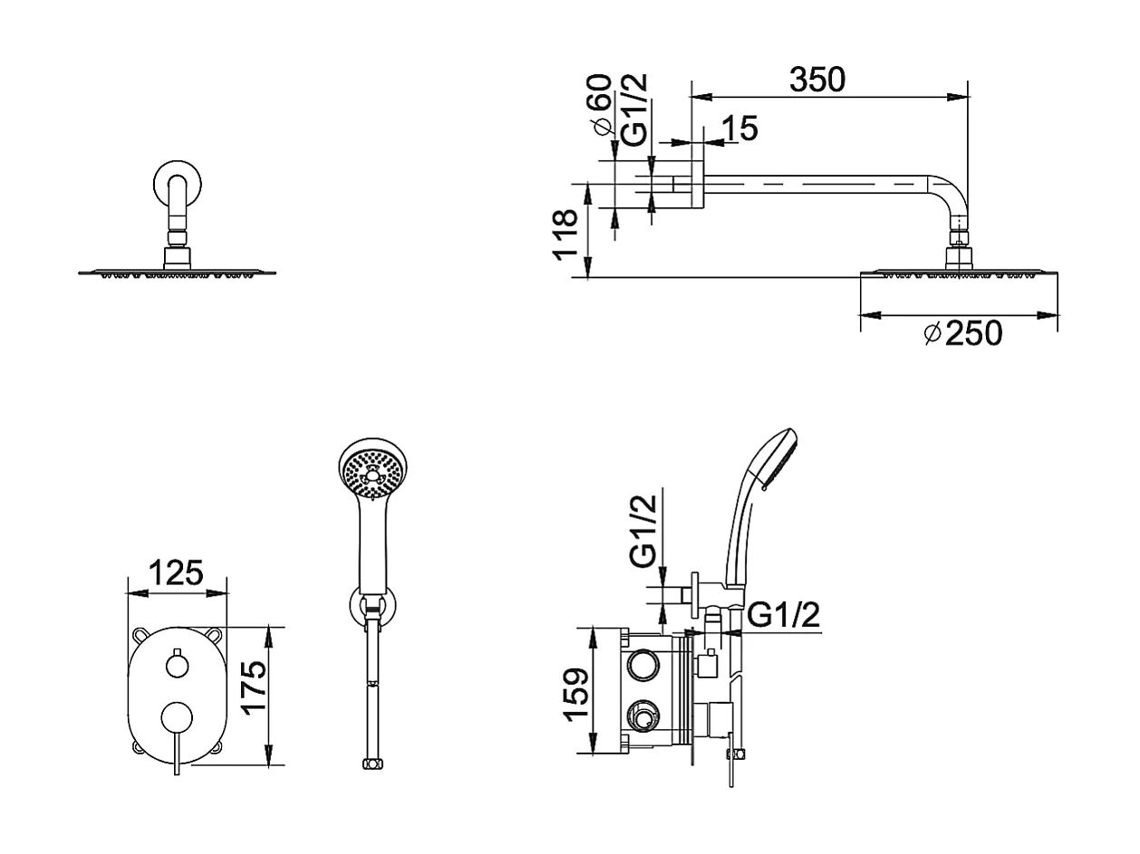 Colonne de Douche Encastrée Anti-Calcaire Acier Inoxydable Intérieur / Extérieur IMEX MOSCU GTK034