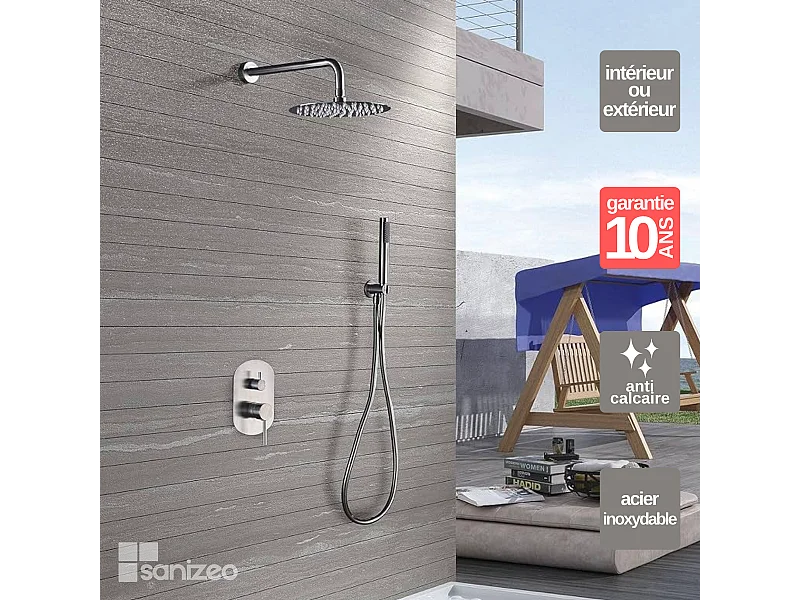 Colonne de Douche Encastrée Anti-Calcaire Acier Inoxydable Intérieur / Extérieur IMEX MOSCU GTK034