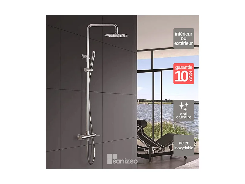 Colonne de Douche acier inoxydable anti-calcaire - Design Moderne et Économie d'eau - Kit Complet MOSCU IMEX