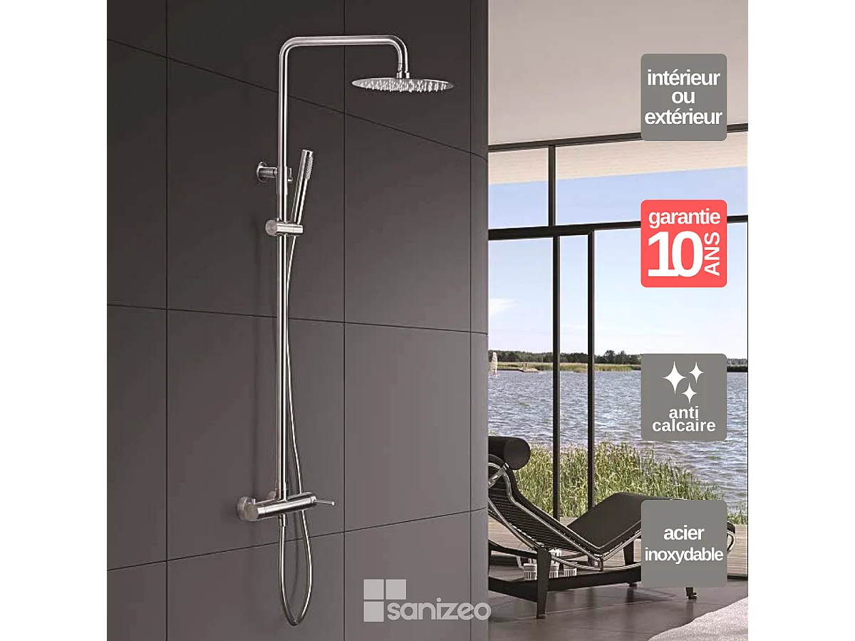 Colonne de Douche acier inoxydable anti-calcaire - Design Moderne et Économie d'eau - Kit Complet MOSCU IMEX