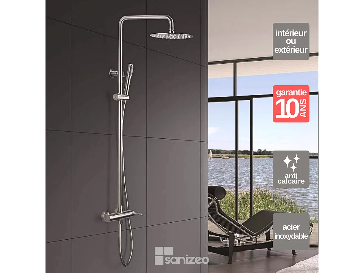 Colonne de Douche acier inoxydable anti-calcaire - Design Moderne et Économie d'eau - Kit Complet MOSCU IMEX